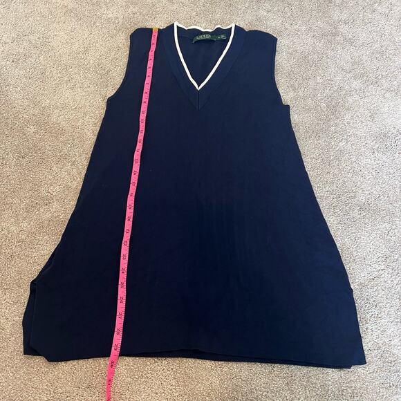 Lauren‎ Ralph Lauren Sleeveless V Neck Sweater Dark Navy Preppy Nautical Size M - Picture 7 of 8